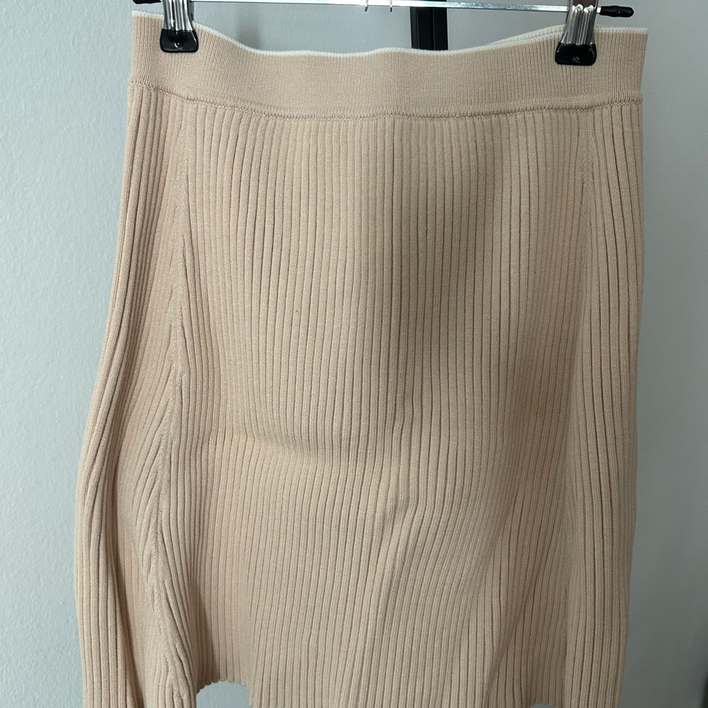 Maje Cream Button-Front Ribbed Mini Skirt - Picture 4 of 6